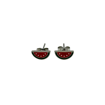 earringa stud silver steel watermellon1